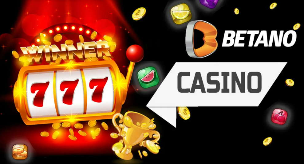 หน้าจอหลักของ Betano Casino พร้อมถ้วยและสล็อตแมชชีน